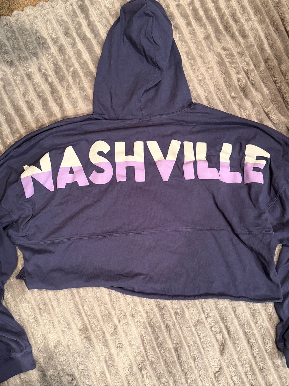 Spirit Jersey Navy Crop Pullover Hoodie with Drawcord Nashville
